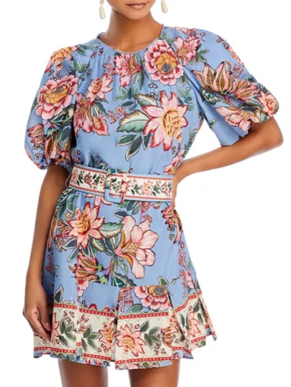 NWT FARM Rio Blue Wonderful Bouquet Mini Dress XS
